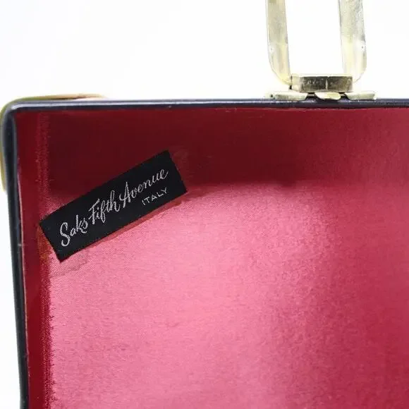 Vintage Saks Fifth Avenue Italy Hard Shell Box Purse Colorful Case - Hey Viv - Picture 8 of 10